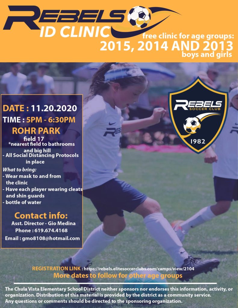 Rebels ID Clinic 2020 flyer.