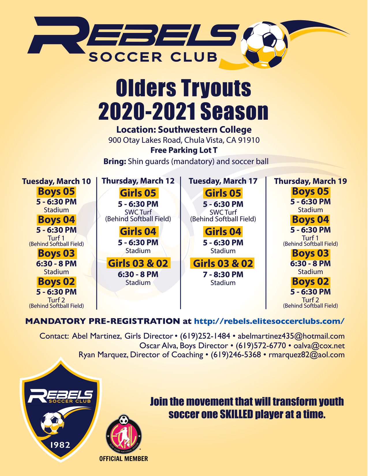 Olders Tryouts 2020-2021 Season | Rebels Soccer Club