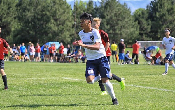 Rebels player during a soccer game.