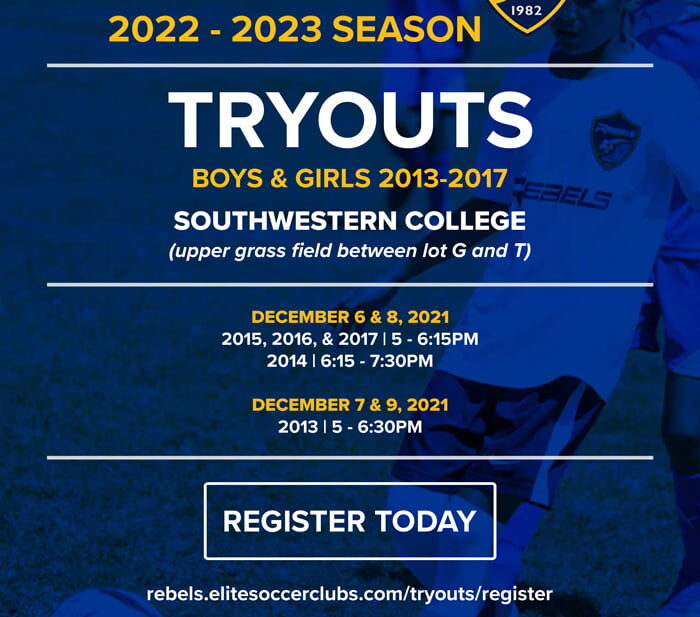 Rebels Tryouts 2022 - 2023 flyer