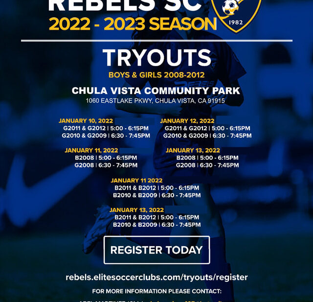 Rebels Tryouts 2022-23 flyer