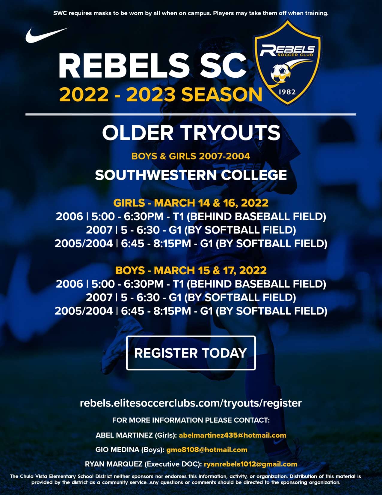 Olders Tryouts Rebels Soccer Club