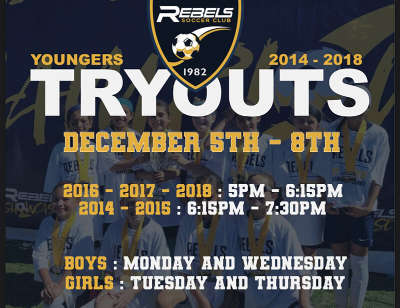 Rebels Youngers Tryouts 2023 Flyer